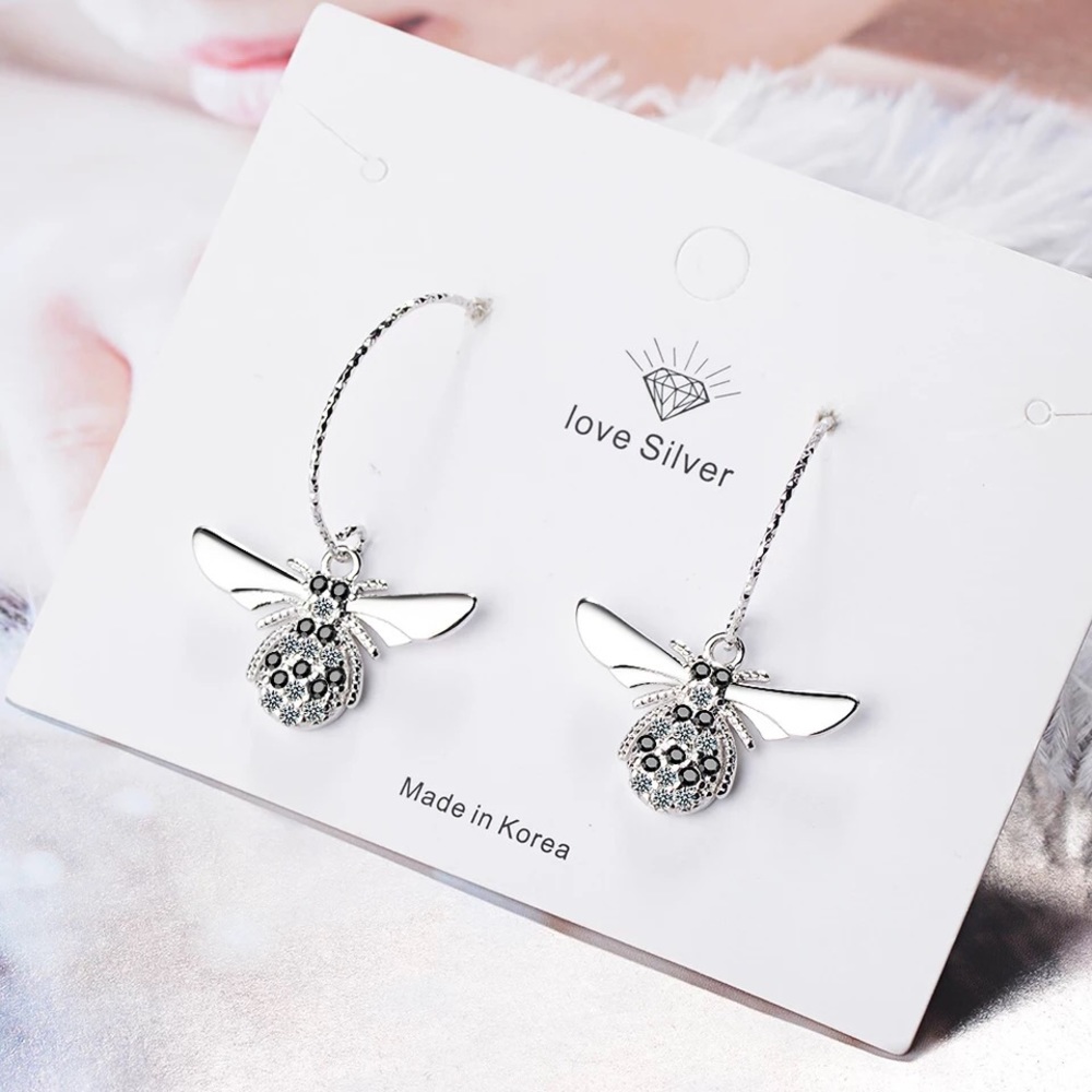 New 925 Sterling Silver Bee Earrings - Picture 1 of 4